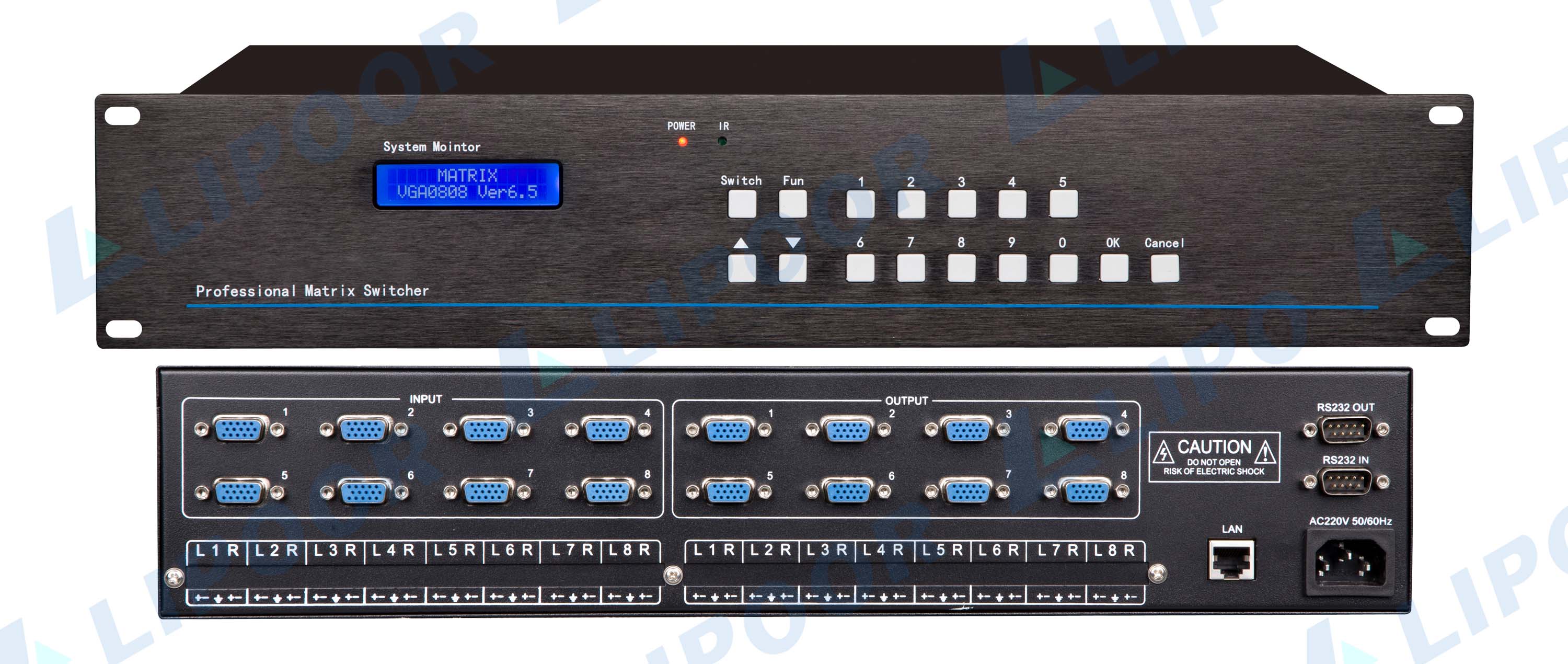 VGA08-08 8进8出VGA矩阵/VGA08-08A 8进8出VGA矩阵带音频