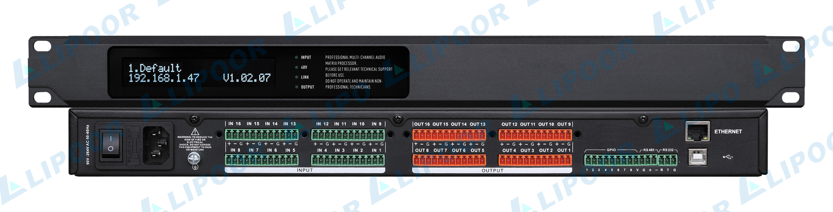 DS-1616A 16进16出数字音频矩阵处理器